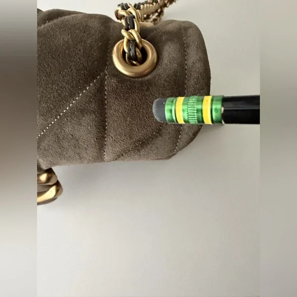 Coach Tabby 20 Quilted Suede Shoulder Bag with Gold Chain. - Picture 6 of 14